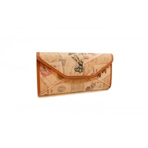 Vintage Style Women's Cluth Wallet With Print and Bear Design